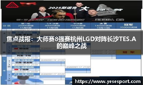 焦点战报：大师赛8强赛杭州LGD对阵长沙TES.A的巅峰之战